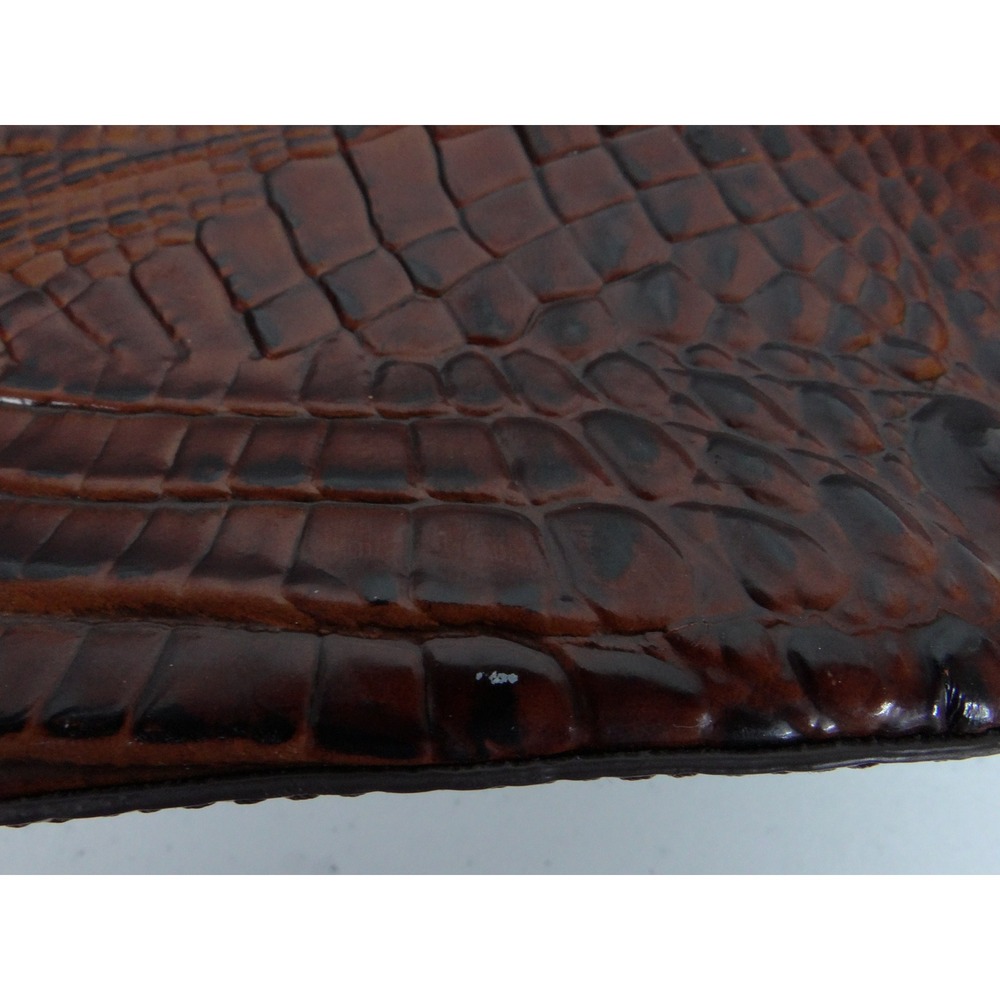 Brahmin Pecan Melbourne Croc Embossed Leather Crossbody Bag Brown Gold Hardware - Picture 8 of 12